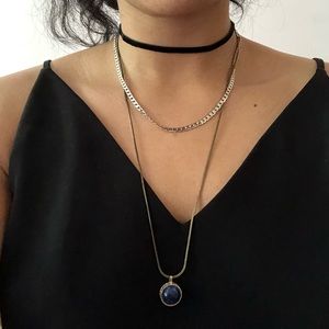 Free People Blue Pendant Layered Necklace